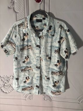 Vintage Bit & Bridle For Her Border Collie Dog Print Shirt- Size XL